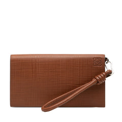 ロエベ アナグラム クラッチバッグ セカンドバッグ マルチケース ブラウン レザー メンズ LOEWE 【中古】