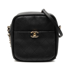 シャネル マトラッセ ココマーク チェーン ショルダーバッグ ブラック レザー レディース CHANEL 中古