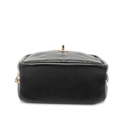 シャネル マトラッセ ココマーク チェーン ショルダーバッグ ブラック レザー レディース CHANEL 中古