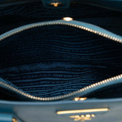 プラダ ガレリア 三角ロゴプレート ハンドバッグ ショルダーバッグ 2WAY ブルー サフィアーノ レザー レディース PRADA 【中古】