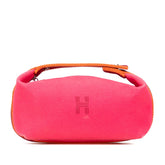 エルメス ブリッド ア ブラックPM ハンドバッグ ポーチ ハイビスカス ピンク オレンジ キャンバス レディース HERMES 【中古】