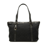 グッチ GGキャンバス ハンドバッグ ショルダーバッグ 2WAY 141470 ブラック キャンバス レザー レディース GUCCI 中古