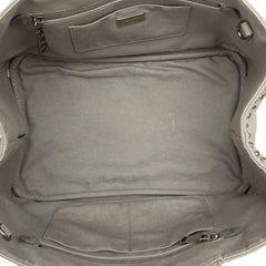プラダ 三角ロゴプレート スタッズ ビジュー カナパ ハンドバッグ ショルダーバッグ 2WAY BN2642 グレー デニム レディース PRADA 中古