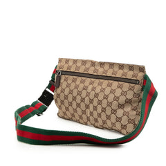 グッチ GGキャンバス ウエストバッグ ボディバッグ 28566 ベージュ ブラウン キャンバス レザー レディース GUCCI 【中古】