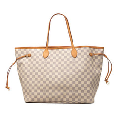 ルイ ヴィトン ダミエ アズール ネヴァーフルGM トートバッグ ショルダーバッグ N51108 ホワイト PVC レザー レディース LOUIS VUITTON 【中古】