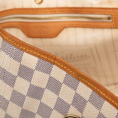 ルイ ヴィトン ダミエ アズール ネヴァーフルGM トートバッグ ショルダーバッグ N51108 ホワイト PVC レザー レディース LOUIS VUITTON 【中古】