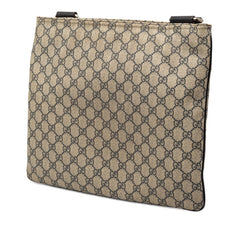 グッチ GGスプリーム 斜め掛け ショルダーバッグ 201446 ベージュ ネイビー PVC レザー レディース GUCCI 【中古】