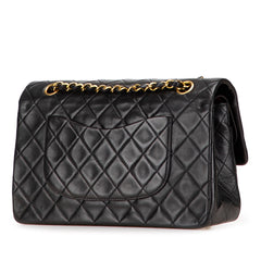 シャネル ココマーク マトラッセ25 ダブルフラップ チェーン ショルダーバッグ ブラック ラムスキン レディース CHANEL 【中古】