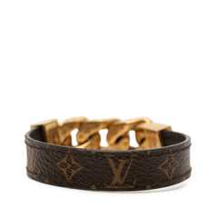 ルイ ヴィトン モノグラム ブラスレ モノチェーン ブレスレット M6784 ブラウン ゴールド PVC メッキ メンズ LOUIS VUITTON 【中古】