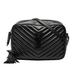サンローラン Vステッチ タッセル ルー ショルダーバッグ カメラバッグ 574494 ブラック レザー レディース SAINT LAURENT 【中古】
