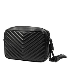 サンローラン Vステッチ タッセル ルー ショルダーバッグ カメラバッグ 574494 ブラック レザー レディース SAINT LAURENT 【中古】