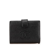 シャネル ココマーク 二つ折り財布 ブラック キャビアスキン レディース CHANEL 【中古】