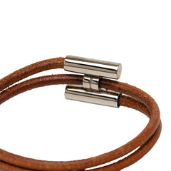 エルメス トゥルニ トレッセ ブレスレット ブラウン シルバー レザー メタル レディース HERMES 中古