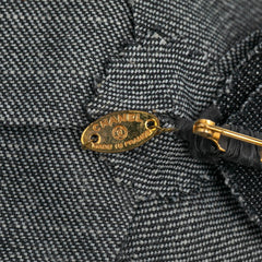 シャネル カメリア ブローチ ブラック ゴールド デニム メッキ レディース CHANEL 【中古】