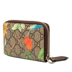 グッチ GGスプリーム ティアン ラウンドファスナー コインケース 小銭入れ 427013 ベージュ ブラウン PVC レザー レディース GUCCI 【中古】