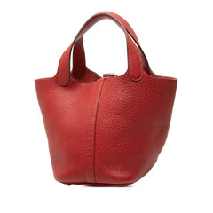 エルメス ピコタンロックPM ハンドバッグ □R 2014 レッド シルバー金具 トリヨンクレマンス レディース HERMES 【中古】