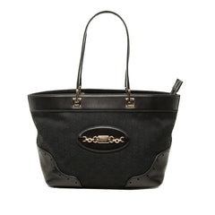 グッチ GGキャンバス トートバッグ ショルダーバッグ 145993 ブラック キャンバス レザー レディース GUCCI 中古