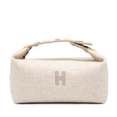 エルメス ブリッド ア ブラック オ カレ PM ハンドバッグ ポーチ セーグル ベージュ シルバー金具 コットン レディース HERMES 【中古】