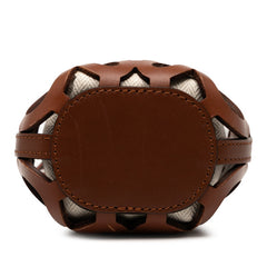 ロエベ アナグラム カットアウトポケット ショルダーバッグ ブラウン ベージュ レザー キャンバス レディース LOEWE 【中古】