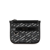 ヴェルサーチェ ラ グレカ ポーチ ブラック カーキグリーン PVC レザー レディース VERSACE 中古