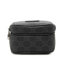 グッチ GGスプリーム インターロッキングG 斜め掛け ショルダーバッグ 672952 ブラック グレー PVC レザー レディース GUCCI 中古