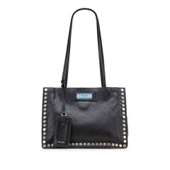 プラダ エティケット トートバッグ 1BG121 ブラック ブルー レザー レディース PRADA 【中古】
