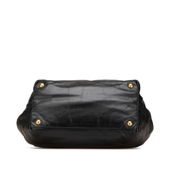 プラダ リボン ハンドバッグ トートバッグ ブラック レザー レディース PRADA 【中古】