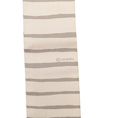 エルメス ツイリー ボーダー スカーフ ベージュ グレー シルク レディース HERMES 【中古】