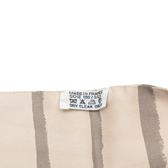 エルメス ツイリー ボーダー スカーフ ベージュ グレー シルク レディース HERMES 【中古】
