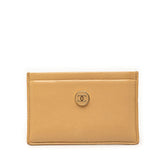 シャネル ココマーク ココボタン カードケース パスケース ベージュ レザー レディース CHANEL 【中古】