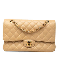 シャネル ココマーク マトラッセ25 チェーン ショルダーバッグ A01112 ベージュ キャビアスキン レディース CHANEL 中古