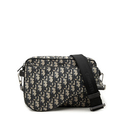 ディオール トロッター サドル 斜め掛け ショルダーバッグ ネイビー系 ブラック キャンバス レザー レディース Dior 中古