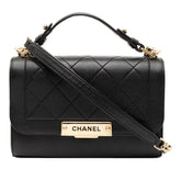 シャネル マトラッセ クリックラベル ハンドバッグ チェーン ショルダーバッグ ブラック レザー レディース CHANEL 中古