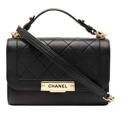 シャネル マトラッセ クリックラベル ハンドバッグ チェーン ショルダーバッグ ブラック レザー レディース CHANEL 【中古】