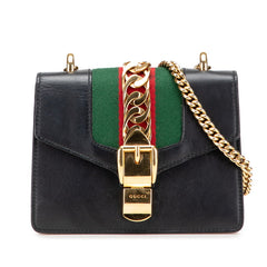 グッチ シルヴィ ミニ チェーン ショルダーバッグ 431666 ブラック レザー レディース GUCCI 【中古】