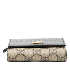 グッチ GGスプリーム GGマーモント GGロゴ L字ファスナー 二つ折り財布 598587 ベージュ ブラック PVC レザー レディース GUCCI 【中古】