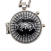 シャネル ココマーク ラインストーン ミラー ネックレス シルバー ブラック メタル レザー レディース CHANEL 【中古】