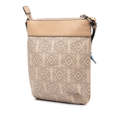 ロエベ アナグラム タッセル 斜め掛け ショルダーバッグ ベージュ PVC レザー レディース LOEWE 中古