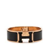 エルメス クリッククラックH PM ブレスレット バングル ゴールド ブラック メッキ エナメル レディース HERMES 【中古】