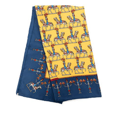 エルメス カレ90 LES ARTIFICIERS 花火師 スカーフ ブルー イエロー マルチカラー シルク レディース HERMES 【中古】