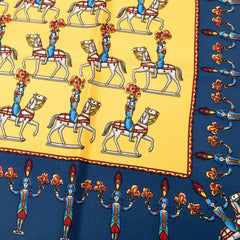 エルメス カレ90 LES ARTIFICIERS 花火師 スカーフ ブルー イエロー マルチカラー シルク レディース HERMES 【中古】