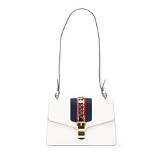 グッチ シルヴィ エンブロイダリー ハンドバッグ ショルダーバッグ 2WAY 421882 ホワイト レザー レディース GUCCI 【中古】