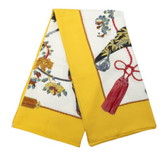 エルメス カレ90 SAMOURAI サムライ スカーフ イエロー マルチカラー シルク レディース HERMES 中古