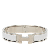 エルメス クリックH PM ブレスレット バングル シルバー ホワイト メタル エナメル レディース HERMES 【中古】