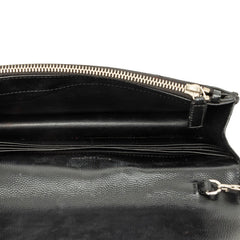 サンローラン カサンドラ 斜め掛け チェーン ショルダーバッグ ウォレット ブラック レザー レディース SAINT LAURENT 中古