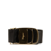 サルヴァトーレフェラガモ ヴァラリボン ベルト ゴールド ブラック メッキ ナイロン レディース Salvatore Ferragamo 中古
