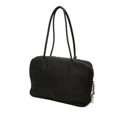 プラダ 三角ロゴプレート ハンドバッグ ブラック ナイロン レザー レディース PRADA 【中古】
