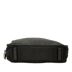 プラダ 三角ロゴプレート ハンドバッグ ブラック ナイロン レザー レディース PRADA 【中古】