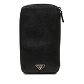 プラダ 三角ロゴプレート ラウンドイヤリング 長財布 ブラック サフィアーノレザー レディース PRADA 【中古】