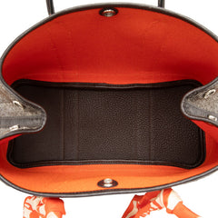 エルメス ガーデンパーティTPM ハンドバッグ ブラウン ホワイト トワルシェブロン レザー レディース HERMES 【中古】